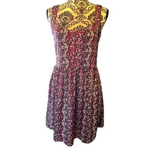 BeBop Dress Floral A-Line Empire Waist Sleeveless w/ Pockets Above Knee Mini L